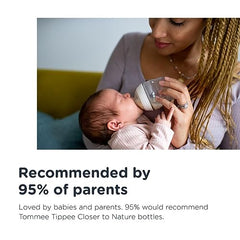 Tommee Tippee Closer to Nature  Baby Bottle, Anti-Colic Valve, Breast-like Nipple for Natural Latch, BPA-Free  - Slow Flow, 5 Ounce, 4 Count