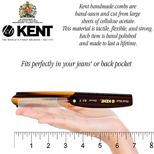 Kent The Hand Made Comb Fine 4 Inches Folding Pocket Comb 82T for Men By 0.13 Pounds