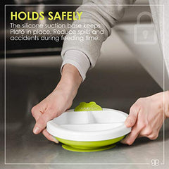 bblüv - Platö - Warming Plate - 3 Compartment, Non-Toxic, BPA Free with Suction Base for Baby Toddler (Lime)