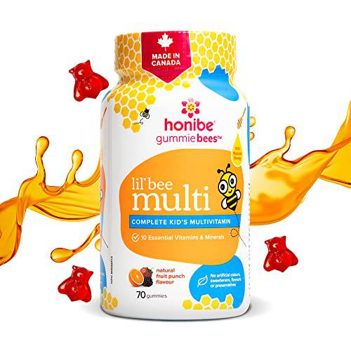 Honibe Complete Kids Multivitamin Gummies | Made in Canada | Children's Chewable Gummy Vitamins | Vegetarian Kids Vitamin Gummies | Fruit Flavoured Multivitamin Gummies for Kids | 70 gummies