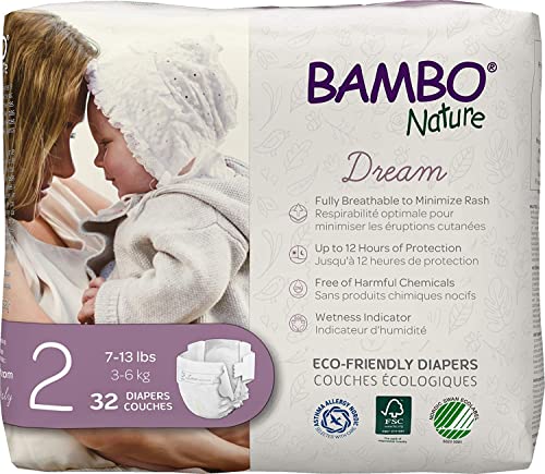 Bambo Nature Premium Eco-Friendly Baby Diapers, Size 2 (7-13 Lbs), 32 count