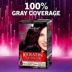 Schwarzkopf Keratin Color Permanent Hair Color Cream, 1.9 Rich Caviar(Packaging May Vary), Pack of 1