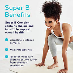 SISU Super B Complex, 90 Vegetable Caps - Complete B Complex Plus Choline and Inositol - Overall Health & Immune Support - Vegan, Non-GMO - Soy, Gluten & Dairy Free - 45 Servings (Pack of 1)