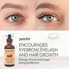 PURA D'OR Organic Castor Oil (4oz + 2 BONUS Pre-Filled Eyelash & Eyebrow Brushes) 100% Pure, Cold Pressed, Hexane Free Growth Serum For Fuller, Thicker Lashes & Brows, Moisturizes & Cleanses Skin