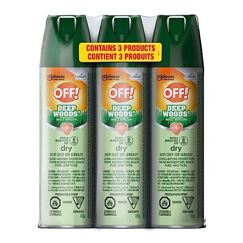 OFF Deep Woods Dry Insect and Mosquito Repellent, Bug Spray for Camping, Bug Repellent Safe for Clothing, 113g, 3pk, (Packaging May Vary)