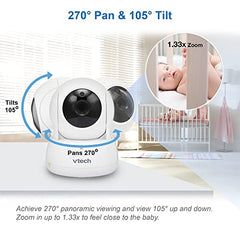 VTech VM924 Pan & Tilt Video Baby Monitor, 5" LCD Screen, Up to 17 Hrs Video Battery Life, Plug & Play, 1.33x Zoom, Night Vision, Up to 1000ft Range, Soothing Sounds, 2-Way Talk, Secured Transmission