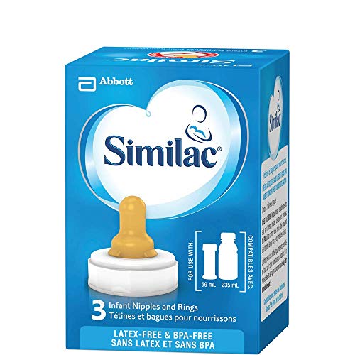 Similac Infant Formula Standard Flow Nipple and Ring, For Use with Similac Baby Formula, 3 Pack