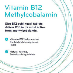 SISU Vitamin B12 1000 mcg Methylcobalamin, 180 Tablets - Sublingual Vitamin B12 Supplement - Metabolism & Red Blood Cell Support - Vegan, Non-GMO, Soy, Gluten & Dairy Free - 180 Servings (Pack of 1)