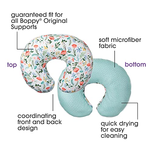 Boppy Nursing Pillow Cover, Premium Quick-Dry Fabric, Mint Flower, Fits The Original Support Boppy Pillow for Breastfeeding and Bottle Feeding, Cover Only, Nursing Support Pillow Sold Separately