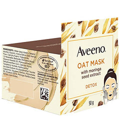 Aveeno Oat Face Mask with Moringa Seed Extract for Detox - Dry Skin Care - Paraben Free Facial Cleanser - 50 grams