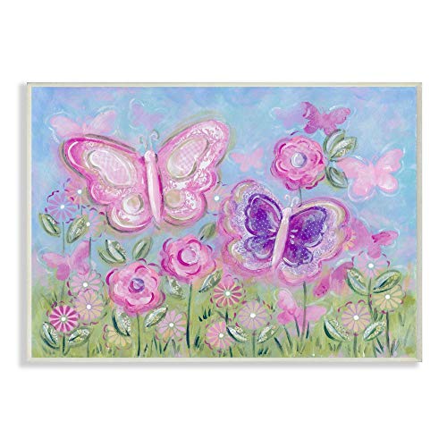 The Kids Room by Stupell Pastel Butterflies in a Garden Rectangle Wall Plaque