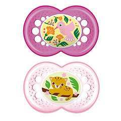 MAM Crystal Pacifiers (2 pack, 1 Sterilizing Pacifier Case), MAM Pacifiers 6 Plus Months, Best Pacifier for Breastfed Babies, Baby Girl Pacifiers