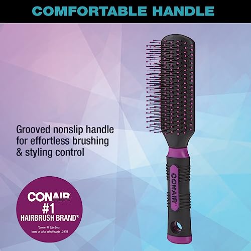 Conair Pro Hair Brush with Nylon Bristle, All Purpose, Colors May Vary