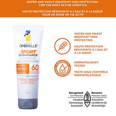 GARNIER Ombrelle Sport Sunscreen Lotion, SPF 50, Sweat + Water Resistant, Fast Drying, Hypoallergenic, Fragrance Free, 231mL, Ombrelle Sport Endurance Water Resistant Sunscreen SPF 50, 231 mL