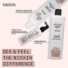 Nioxin System 3 Scalp Cleansing Shampoo with Peppermint Oil, For Color Treated Hair with Light Thinning, 16.9 fl oz