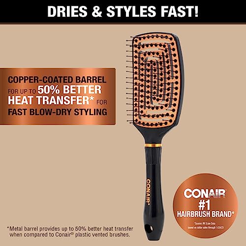 Conair Quick Blow-Dry Copper Collection, Flexi-Head Vent Brush, Hair Brush, 1 count