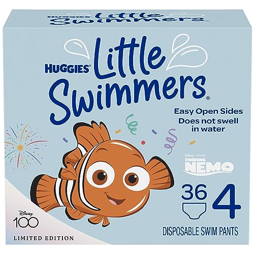 HUGGIES Disposable Swim Diapers - Size 4 Medium, Huggies Little Swimmers, 36 ct