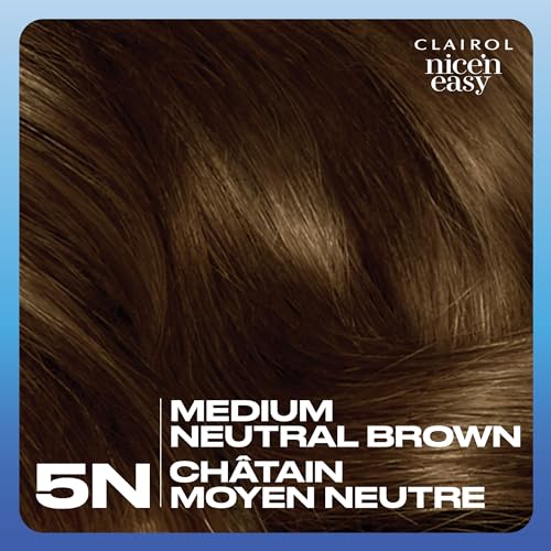 Clairol Nice'n Easy Permanent Hair Dye, 5N Medium Neutral Brown Hair Color, 1 Count