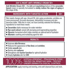 Marcelle Anti-Wrinkle Cream 50+, Day & Night, Anti-Aging Cream with Nourishing Ceramides, Reduces Fine Lines & Wrinkles, Improves Firmness, Fragrance-Free, Hypoallergenic, Cruelty-Free, 50 mL