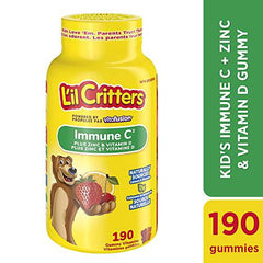 L'IL CRITTERS Immune C Plus Zinc Gummy Vitamins, Naturally Sourced Colours & Flavours, 190 Count