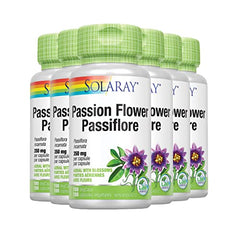 SOLARAY – Passion Flower, 350mg | Herbal Support | Passiflora Incarnata, Aerial with Blossoms | Dietary Supplement | Non-GMO, Vegan, Lab Verified | 100 Vegetarian Capsules| 6 - Pack