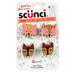 Scunci Kids 94945C 4-pc Mini Animal Claw Clips (colour will vary)