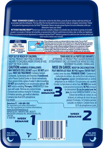 FINISH® Dishwasher Cleaner, In-wash Cleaner, 3 Count, Grease Removal, Runs With Dishes - Zecoya