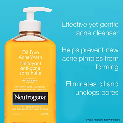 Neutrogena Acne Face Wash, Oil Free Facial Cleanser with Salicylic Acid, 269 mL