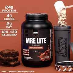 Redcon1 MRE Lite Protein Powder - Whole Food Based Protein, Contains No Whey, No Bloating, Keto Friendly, 2G Sugar, 24G Protein Meal Replacement - (Peanut Butter Cookie)