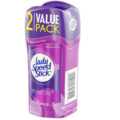 Lady Speed Stick Invisible Solid Antiperspirant, Cool & Fresh, 2 x 70g (Twin Pack)