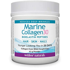 Webber Naturals Collagen30 Marine Bioelastin Peptides Powder, 2,100 mg of Collactive Marine Collagen Peptide Complex Per Serving, 63g, Helps Reduce Deep Wrinkles and Joint Pain