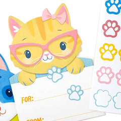 Hallmark Kids Fill in The Blank Thank You Cards Assortment, Dogs and Cats (24 Thank You Notes and 40 Stickers)