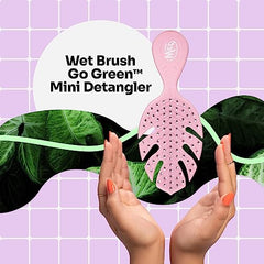 Wet Brush Go Green Mini Detangler, Pink - Detangling Travel Hair Brush - Ultra-Soft IntelliFlex Bristles Glide Through Tangles with Ease - Gently Loosens Knots - Minimize Pain, Split Ends and Breakage