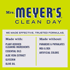 Mrs. Meyer's Clean Day Liquid Hand Soap, Cruelty Free and Biodegradable Hand Wash Made with Essential Oils, Lemon Verbena Scent, 370 ml Soap Pump Bottle