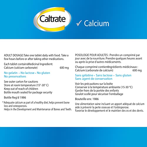 Caltrate Plus Vitamin D3 and Calcium Supplement, 600 mg Tablet, 60 Count