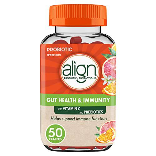 Align Gut Health & Immunity Prebiotic + Probiotic Gummies, Helps Support Good Health and Immune Function, #1 Doctor Recommended Probiotic Brand, Citrus Flavoured, 50 Count