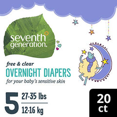 Seventh Generation Overnight Diapers, Size 5, 20 Count