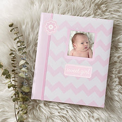 Lil' Peach Chevron Baby Memory Book, Pink