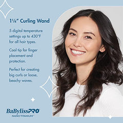 BaBylissPRO Nano Titanium Curling Wand, 1.25 inch barrel