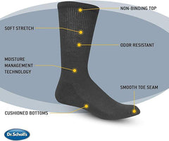 Dr. Scholl's Men's Diabetes & Circulator Socks - 4 & 6 Pair Packs - Non-binding Comfort and Moisture Management, White - Ankle (4 Pairs), 13-15