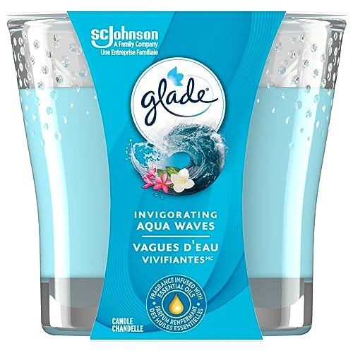 Glade Scented Candle, Blue Odyssey, 1-Wick Candle, Air Freshener Infused with Essential Oils for Home Fragrance, 1 Count