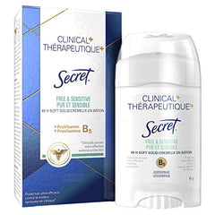 Secret Clinical Strength Soft Solid Antiperspirant and Deodorant, Free & Sensitive, 45 g