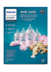 Philips Avent Anti-colic Baby Bottle with AirFree Vent Newborn Gift Set With Snuggle, Pink, SCD307/02