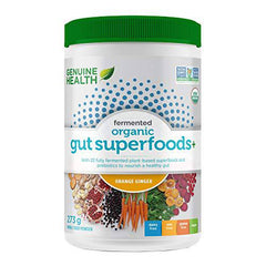 Fermented Organic Gut Superfoods+, Orange Ginger Vegan Superfoods Powder,