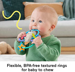 Fisher-Price Baby Rattle and BPA-Free Teething Toy with Flexible Rings for Newborns, Twist & Teethe Otter