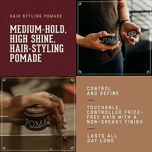 18.21 Man Made Hair Pomade for Men with High Shine Finish, Sweet Tobacco, 2 oz - Premium Non-Greasy Hair Pomades for Straight, Curly, Wavy Hair Styles - Strong, Long-Lasting Male Hair Styling Products