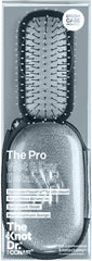 Conair The Knot Dr. Pro Mini Detangling Brush With Flexalite Bristles And Metallic Case For Women, Men All Hair Types-Lengths Wet To Dry (64427C), Silver