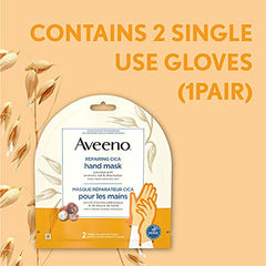 Aveeno Repairing CICA Hand Mask - Shea Butter, Prebiotic Oat - Dry Skin - Fragrance Free, 2 count, 40 grams each