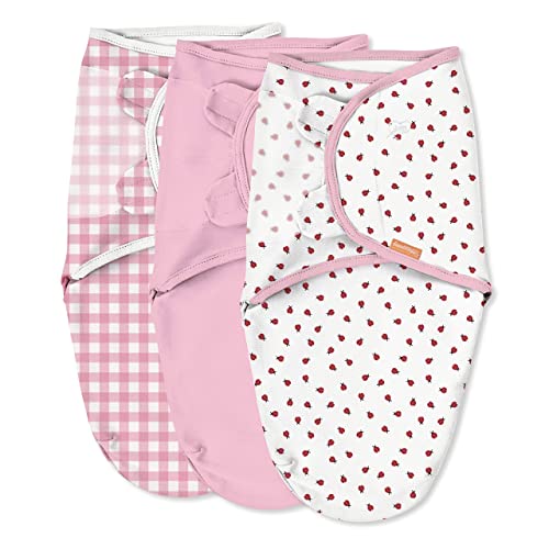 SwaddleMe Original Swaddle – Size Small/Medium, 0-3 Months, 3-Pack (Ladybug Picnic) Easy To Use Newborn Swaddle Wrap Keeps Baby Cozy And Secure And Helps Prevent Startle Reflex