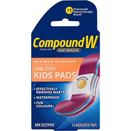 Compound W Wart Remover, One Step Kids Medicated Pads - 16 Count - Salicylic Acid Wart Remover & Treatment, Maximum Strength